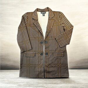 NYCC Vintage Houndstooth Faux Double-Breasted Coat Blazer, size PL